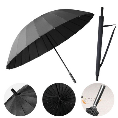 Long Handle Umbrella 24 Bone Black Handle With Bag Payung custom wind proof golf automatic umbrella for rain