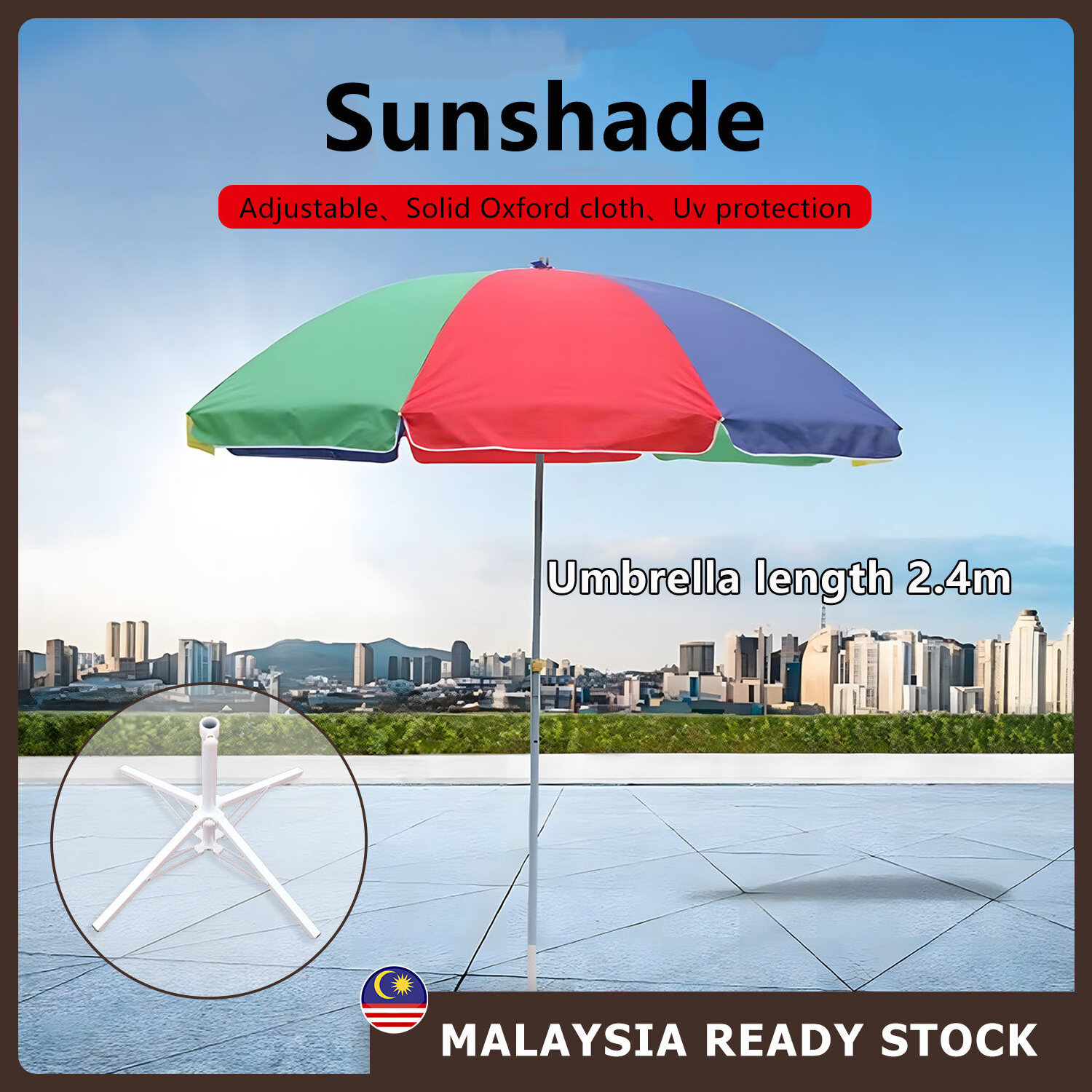 umbrella factory custom logo Outdoor Night Market 2.4m Umbrella UV Sun Shade Canopy Payung Garden Patio Umbrella