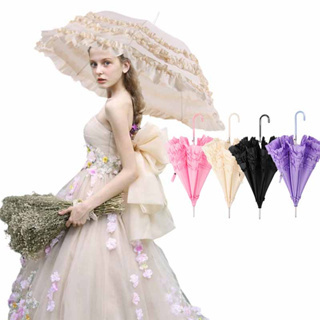 Dreamy pink color lolita straight special shape weeding princess umbrella