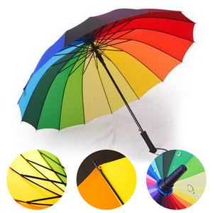 promotional Payung Pelangi chinese advanced umbrella with logo cheap16k Rainbow anti uv large straight golf Umbrella