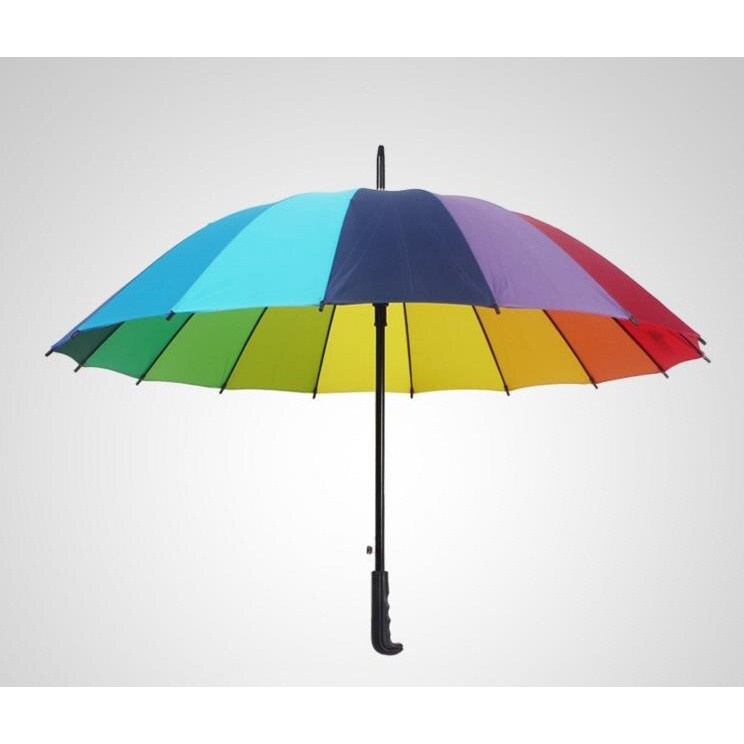 promotional Payung Pelangi chinese advanced umbrella with logo cheap16k Rainbow anti uv large straight golf Umbrella