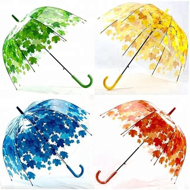 Promotional Cute Free Sample China Factory Supplier Shape Green Plastic Pvc Clear Transparent Straight Customized Umbrella