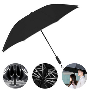 OUTDOORMORE Umbrella With LED Flashlight Premium Umbrella Ten-bone Full Three folding Umbrella Automatic