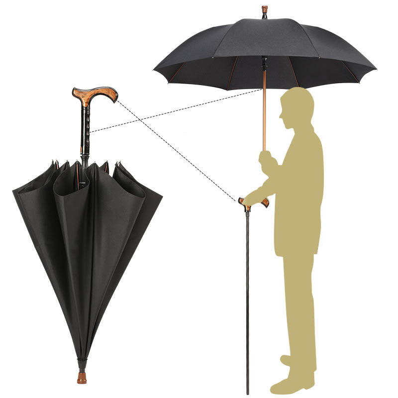 Elderly umbrella crutches 2-in-1 climbing cane gift windproof multi-functional walking stick umbrella umbrella