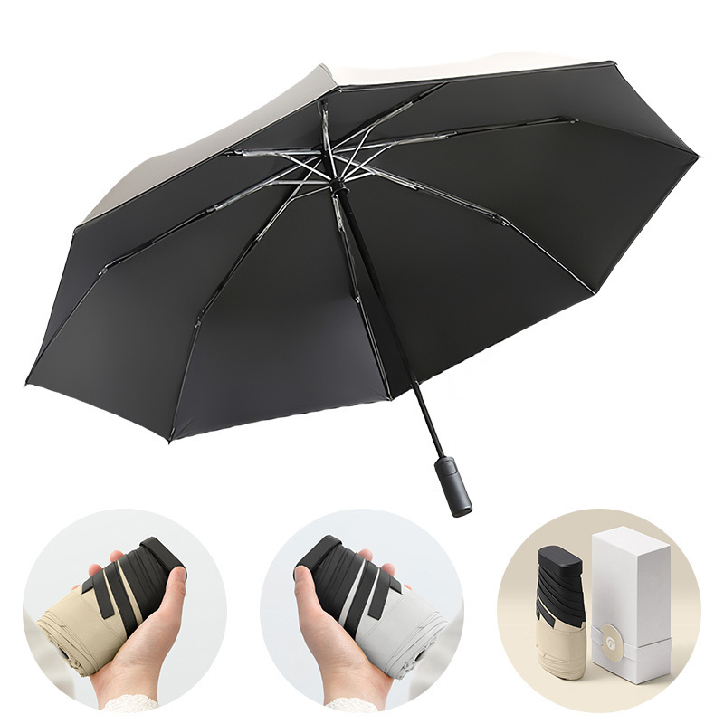 Ultra light Mini sunshade compact portable women UV protection  sunshine and rain 6 capsule folding umbrella