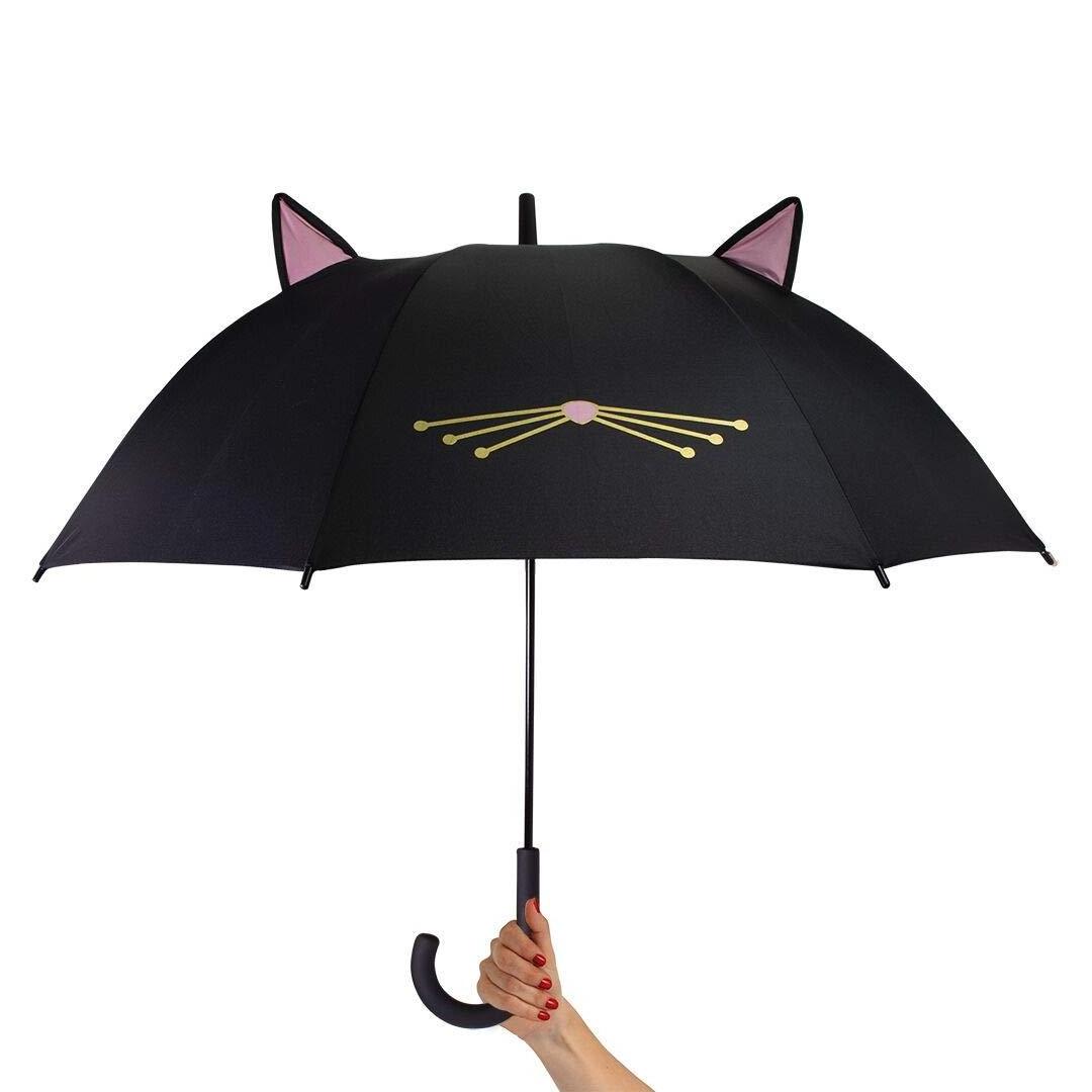 Cute Rain Sun Students Umbrella J shape Straight Printing Animal Cartoon cat black Umbrella Personalized Kids Umbrella