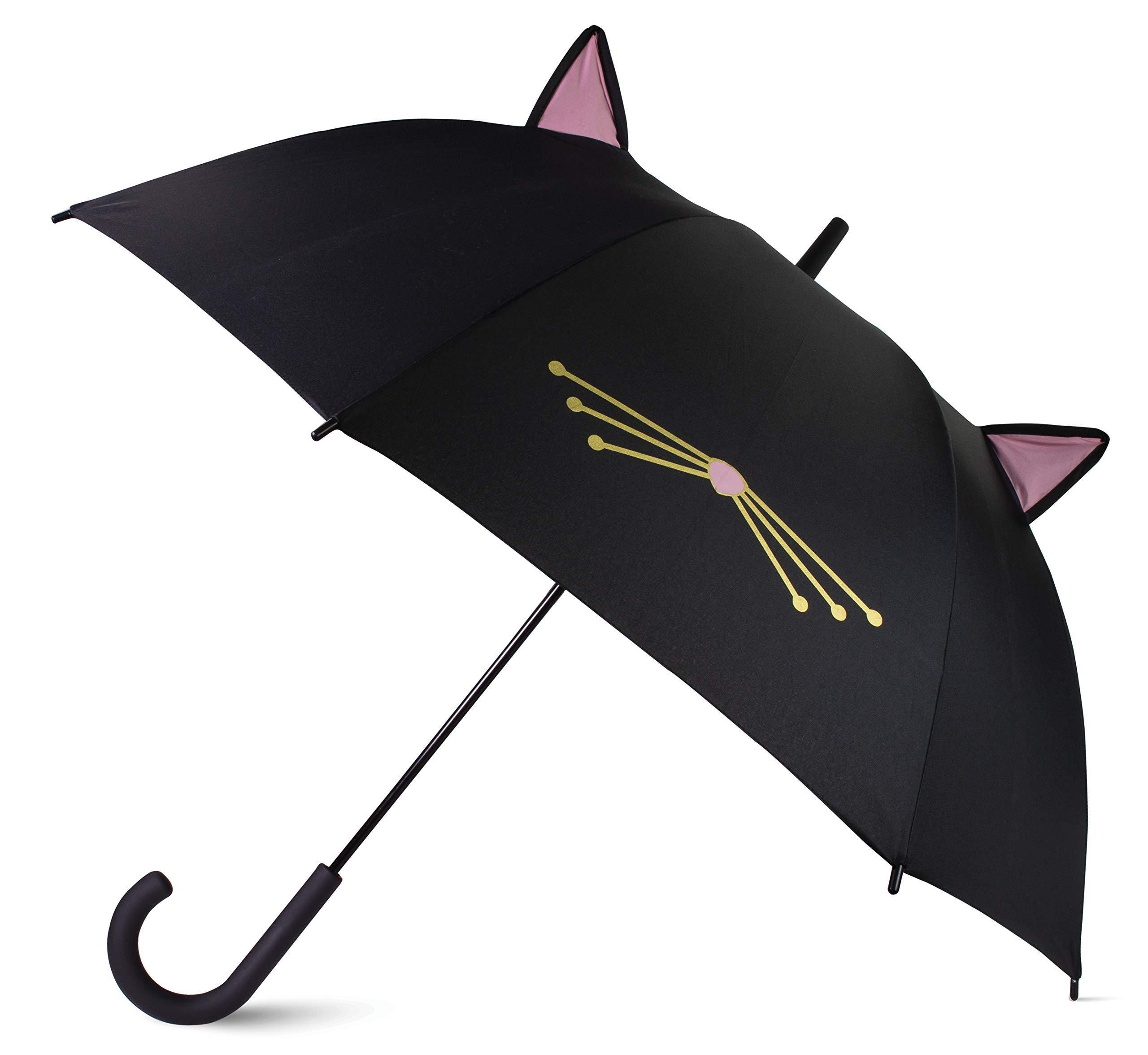 Cute Rain Sun Students Umbrella J shape Straight Printing Animal Cartoon cat black Umbrella Personalized Kids Umbrella