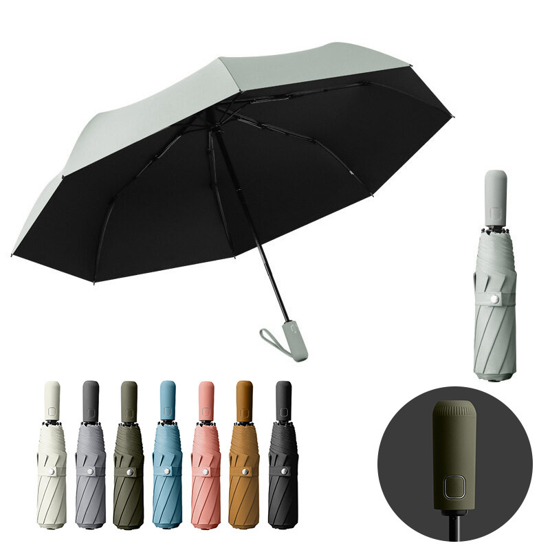 Portable Folding Umbrella 8 Ribs Windproof Travel Extended Handle with Automatic Open Close Button sun parasol umbrellas