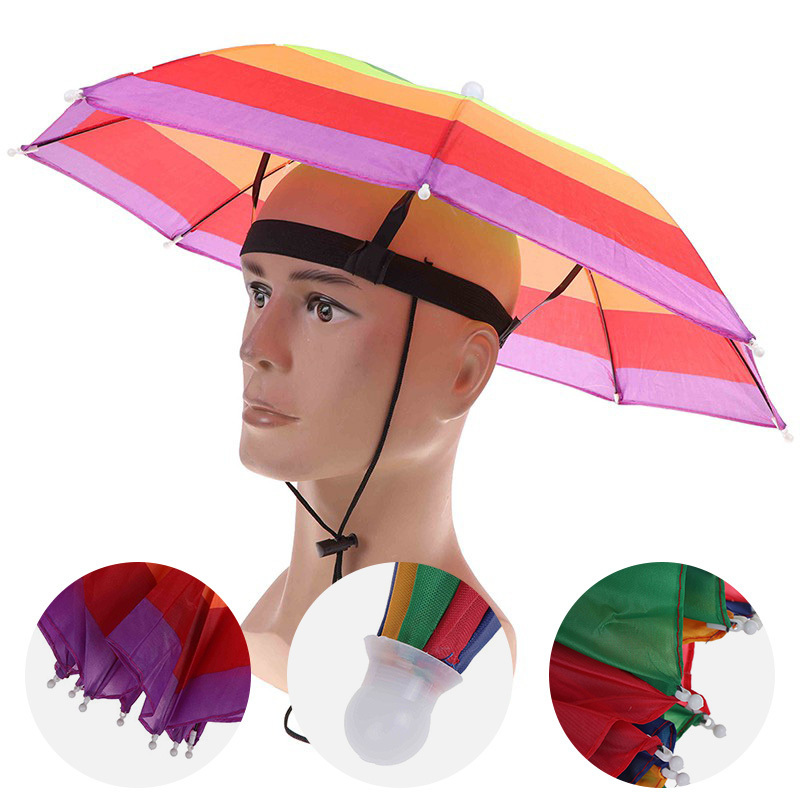 Hot sale Foldable Fishing Umbrella Hat Cap Headwear Umbrella Anti-Sun Hat With strap