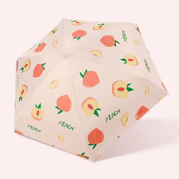 Ultra Light and Convenient UV Protection Capsule Umbrella Sunshade Pocket Umbrella custom printing Fruit Fun Five Fold Umbrella