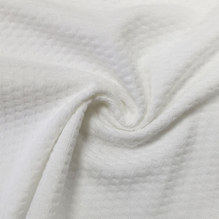 Polyester Rayon Spandex White Knitted Jacquard Mattress Ticking Fabric for Mattress