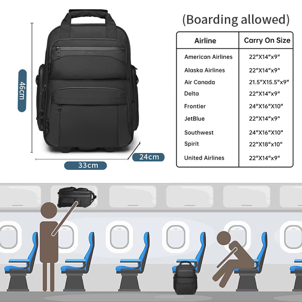 OZUKO 9699 Waterproof Business Travel Suitcase Unisex Polyester Trolley Luggage With Spinner Aircraft Allowed Trolley Bag