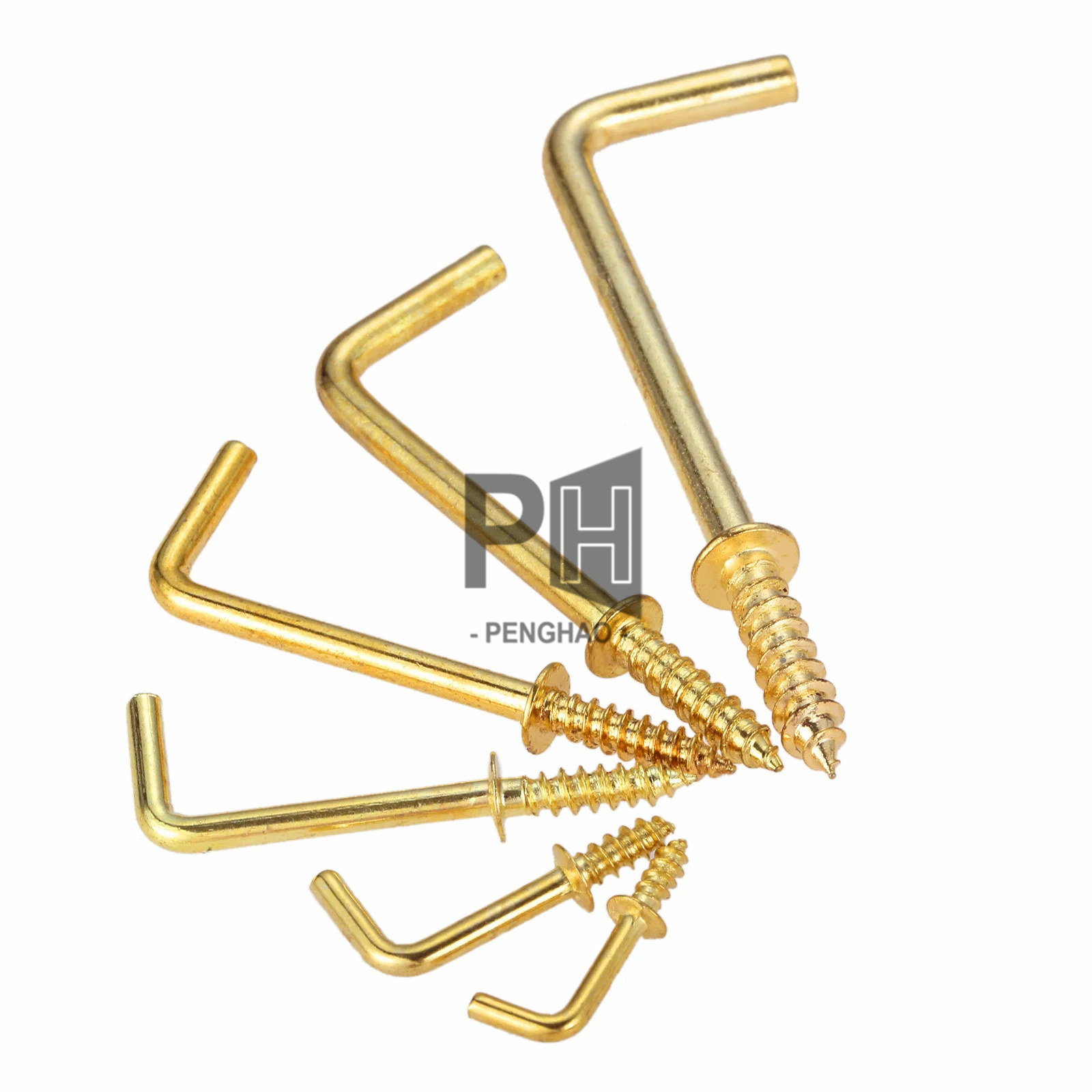 L shape Dresser Cup Hooks Right Angle Screws 7 Style Hanger Gold Yellow Alloy Frame Sheep Eyes Iron Hanging 7mm-70mm Hanger Bolt