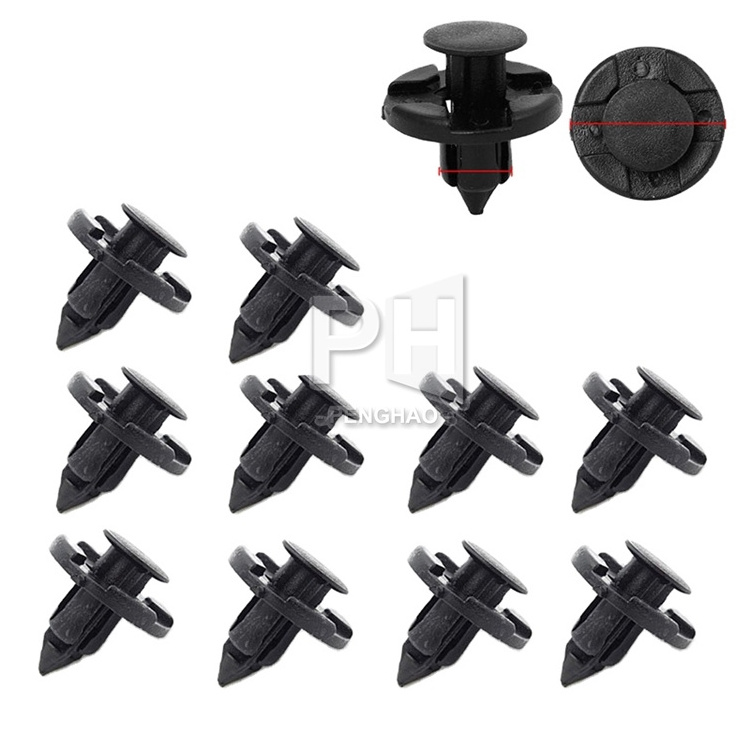 8mm hole Car Rivet Fastener Mud Flaps Bumper Fender Push Clips for Nissan Black Plastic Rivets Retainer Clips