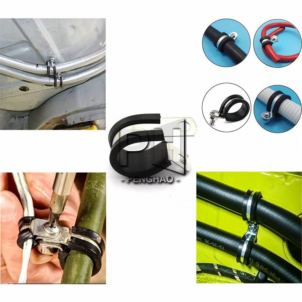 Cable Clamp, Rubber Cushion Insulated Clamp.Stainless Steel Metal Clamp (Assortment Kit 3)