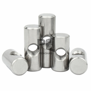 M4 M5 M6 304 Stainless Steel Cross Hole Barrel Nut Bolts Cylindrical Pin Dowel Wood Furniture Embedded Locking Long Insert Nut