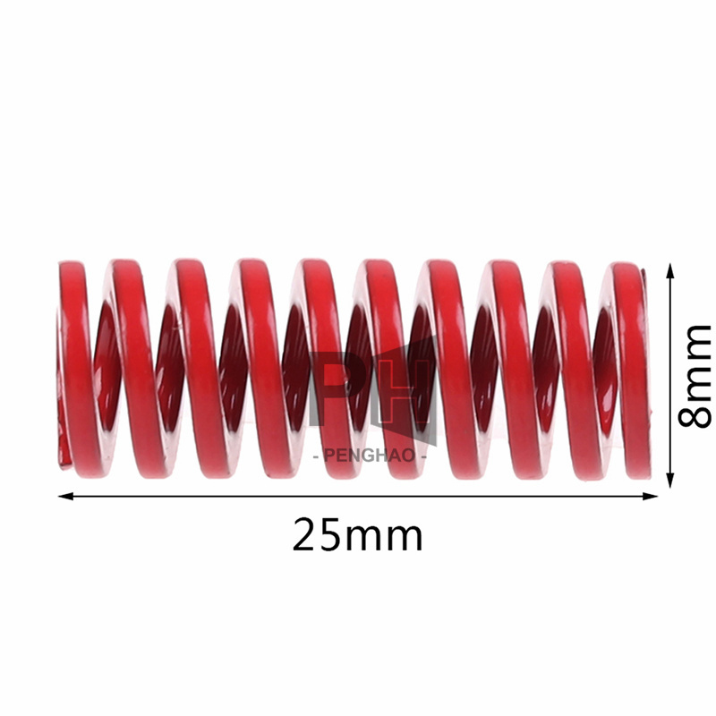 Red Pressure Compression Spring O.D. 8*25mm Spiral Stamping Medium Duty Loading Die Mold Die Spring