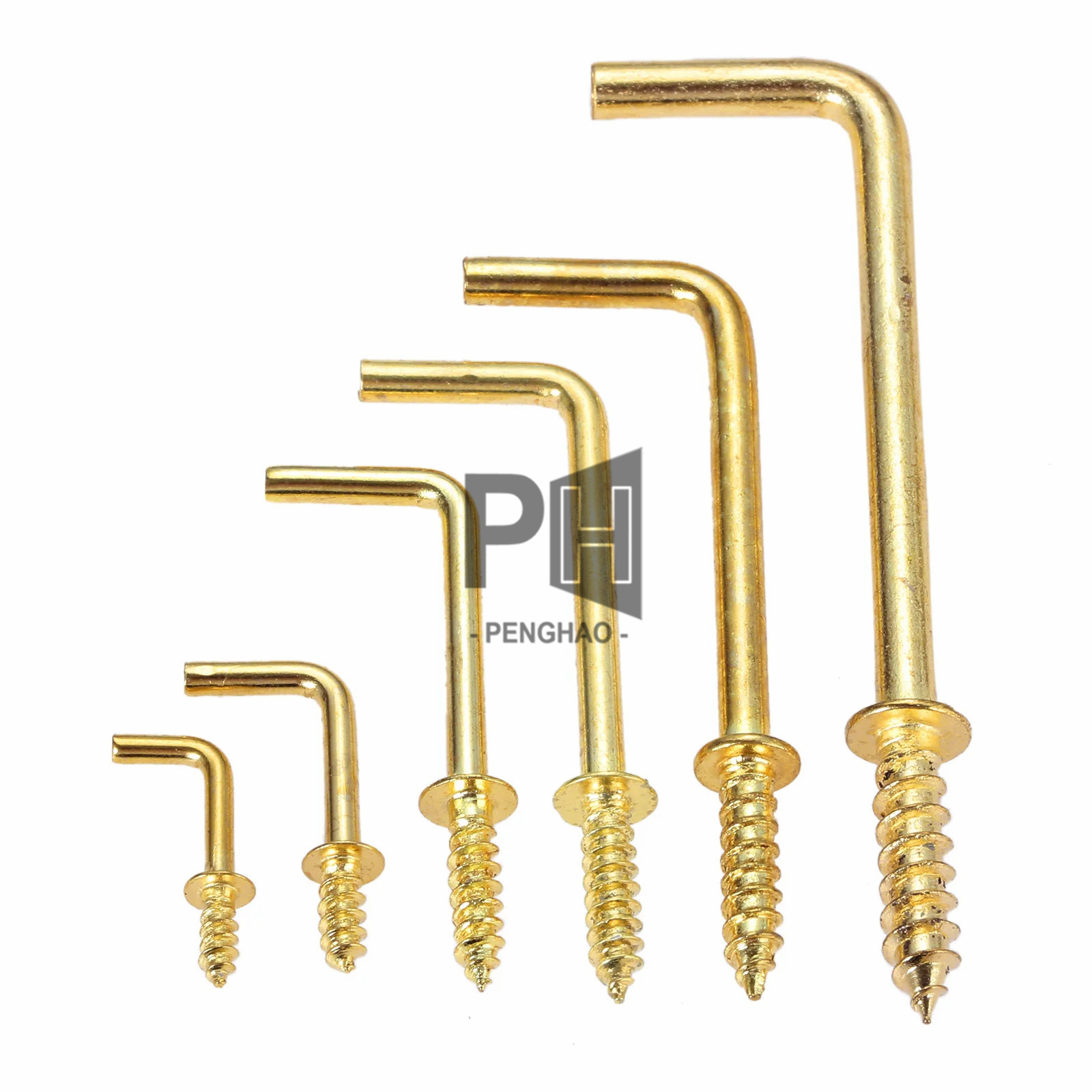 L shape Dresser Cup Hooks Right Angle Screws 7 Style Hanger Gold Yellow Alloy Frame Sheep Eyes Iron Hanging 7mm-70mm Hanger Bolt