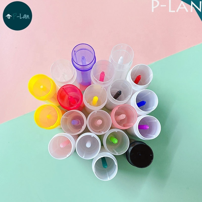 P-Lan Stock 100PCS Clear Purple Black Pink White Round Lipbalm Container Custom Eco Friendly Twist Up Chapstick Lip Balm Tubes