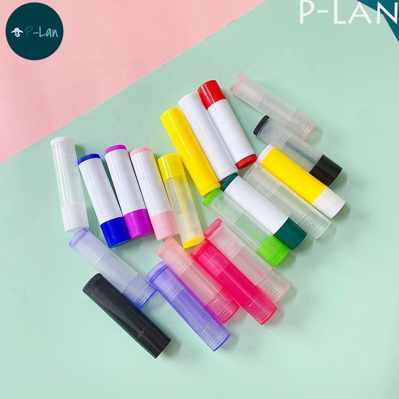 P-Lan Stock 100PCS Clear Purple Black Pink White Round Lipbalm Container Custom Eco Friendly Twist Up Chapstick Lip Balm Tubes