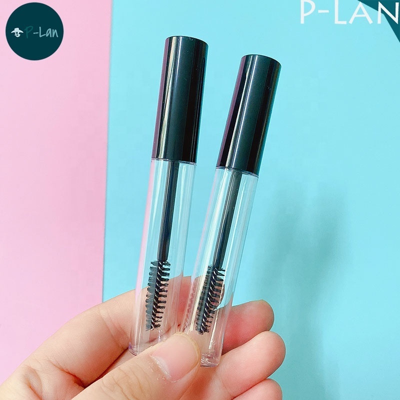 P-Lan Brand Stock 100pcs Wholesale Round Custom Logo 10ml Mascara Tube Black Matte Pink Eyelash Growth Serum Bottle