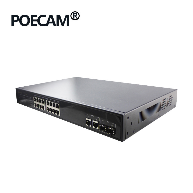 2 port 1000mbps uplink and 16 port fast ethernet poe switch for cctv system ip cameras