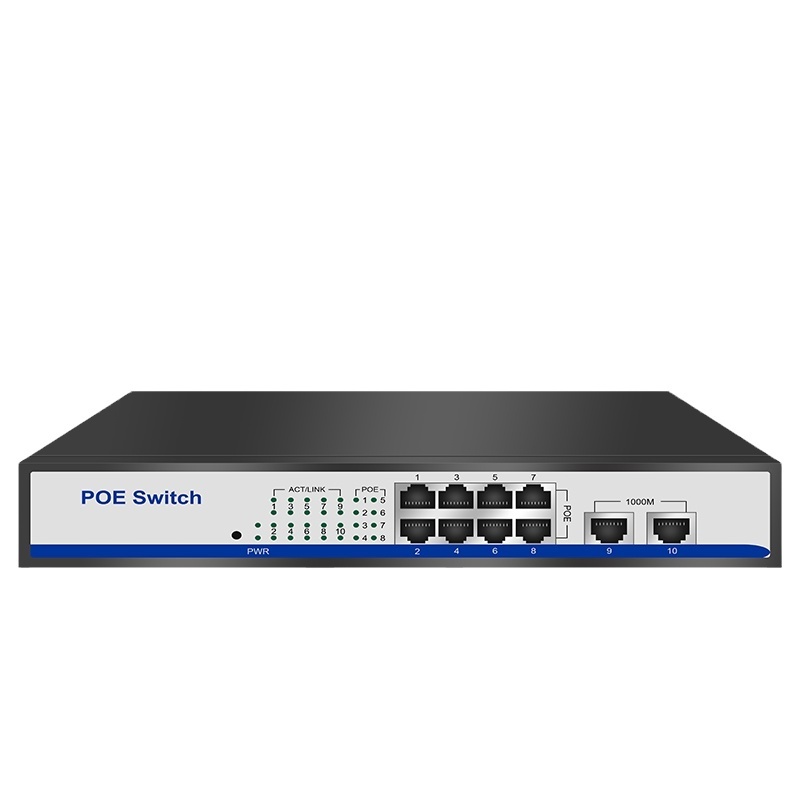 8 Port Poe Switch+2 Port Gigabit Rj45 Poe Switch Network Managable Switch for IP Camera