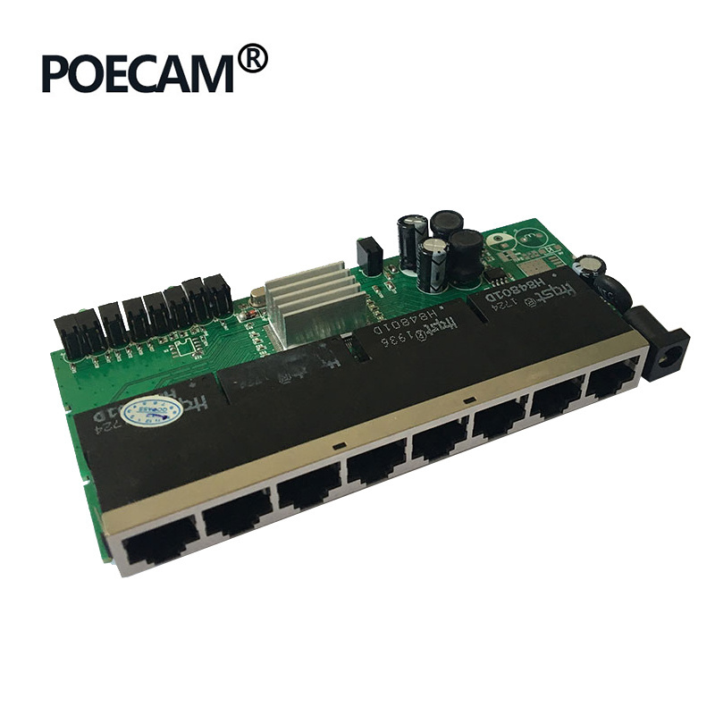 12V15V/18V/24V48V 8 port Passive gigabit switch PCBA Module Switch capacity 16G transmission rate 10/100/1000Mbps