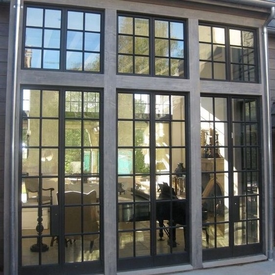 European style front steel swing door Steel Glass Doors steel double glass casement french doors exterior