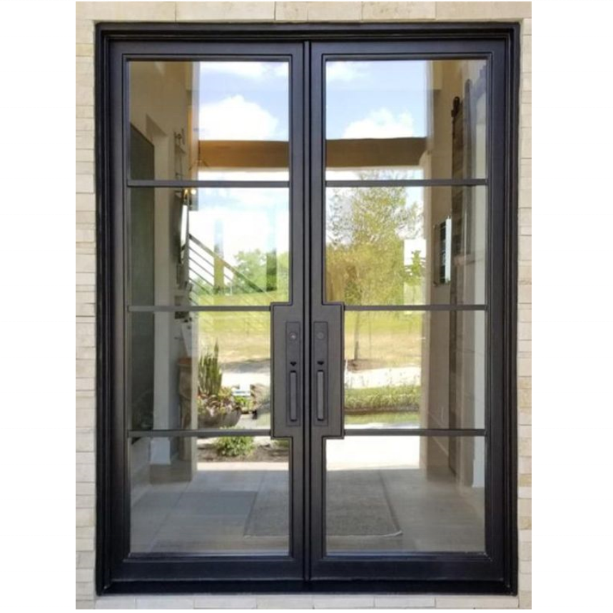 fixed glass steel screen mesh double door french casement window with thermal break function