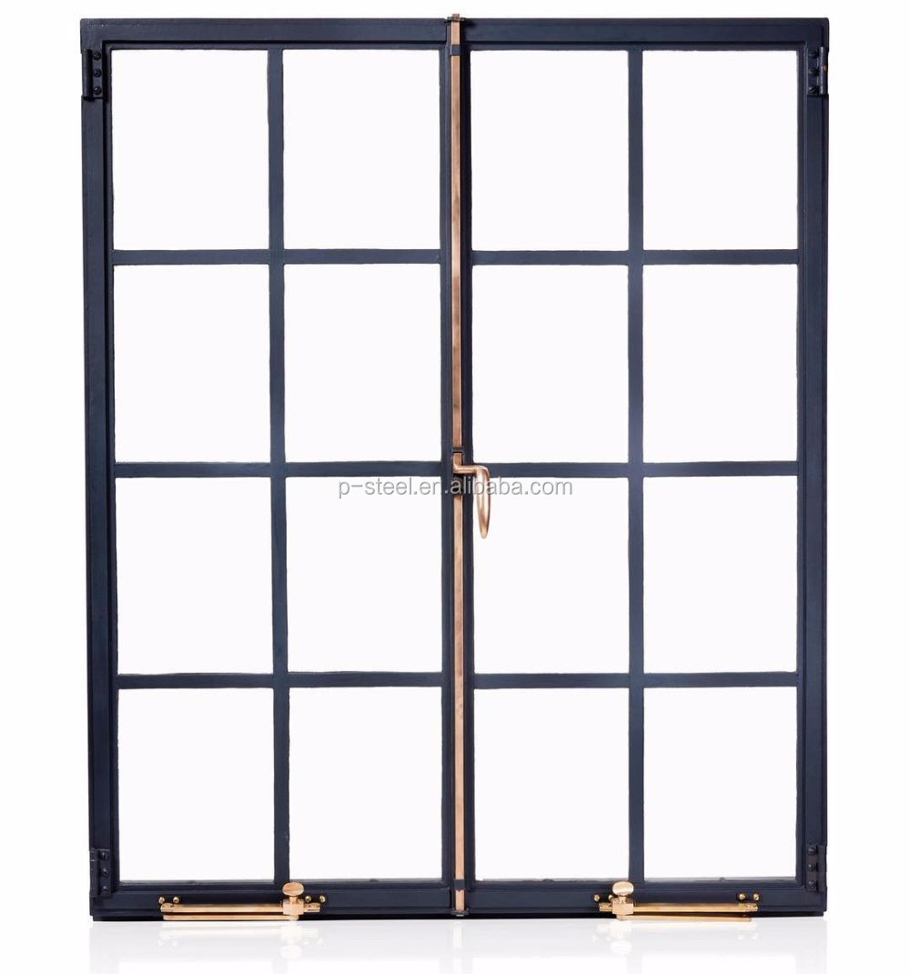 Black Steel Crittal double glazed tempered glass matte black iron french steel window