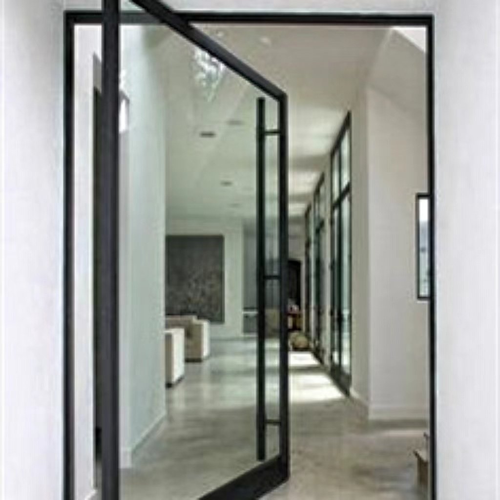 Pan Steel Modern French Steel Frame Glass Doors and Windows Metal Swing Doors Pivot Doors for Sale