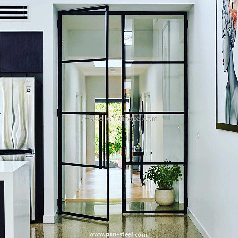 High Quality American style steel french door steel security wrought iron doors of grills design attached to its surface