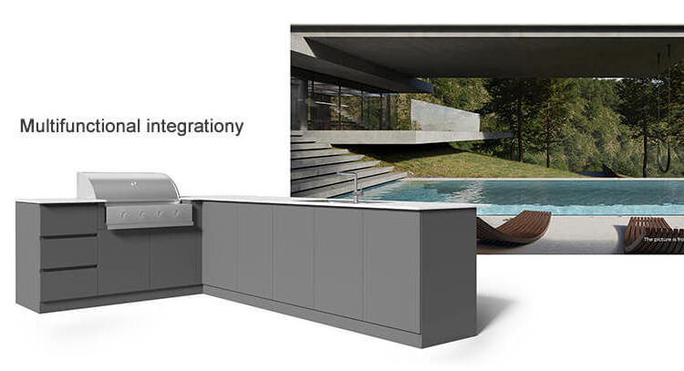 PA modern bbq island stainless steel outdoor kitchen grill with fridge ...