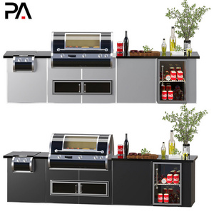 PA prefab built in outdoor garden 304 stainless steel small kitchen sink cabinet doors