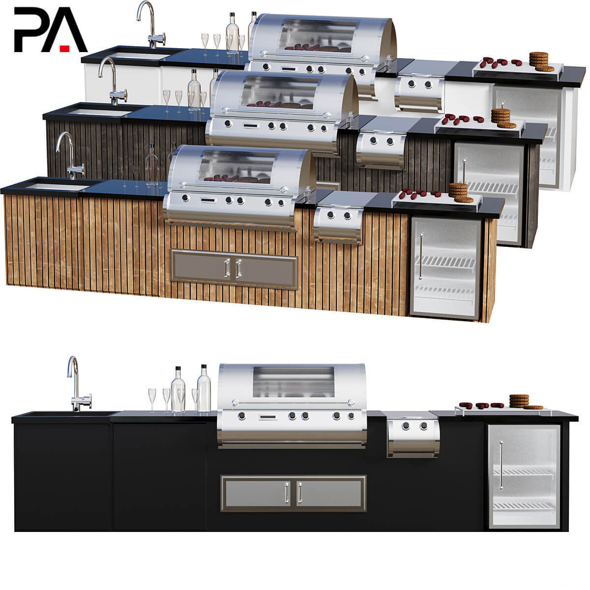 PA prefab built in outdoor garden 304 stainless steel small kitchen sink cabinet doors