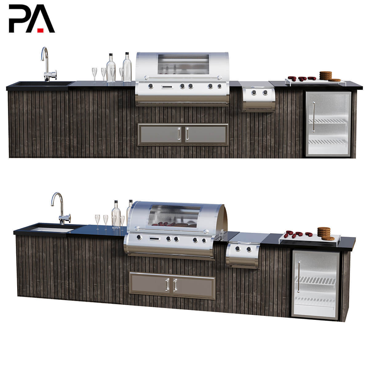 PA prefab built in outdoor garden 304 stainless steel small kitchen sink cabinet doors