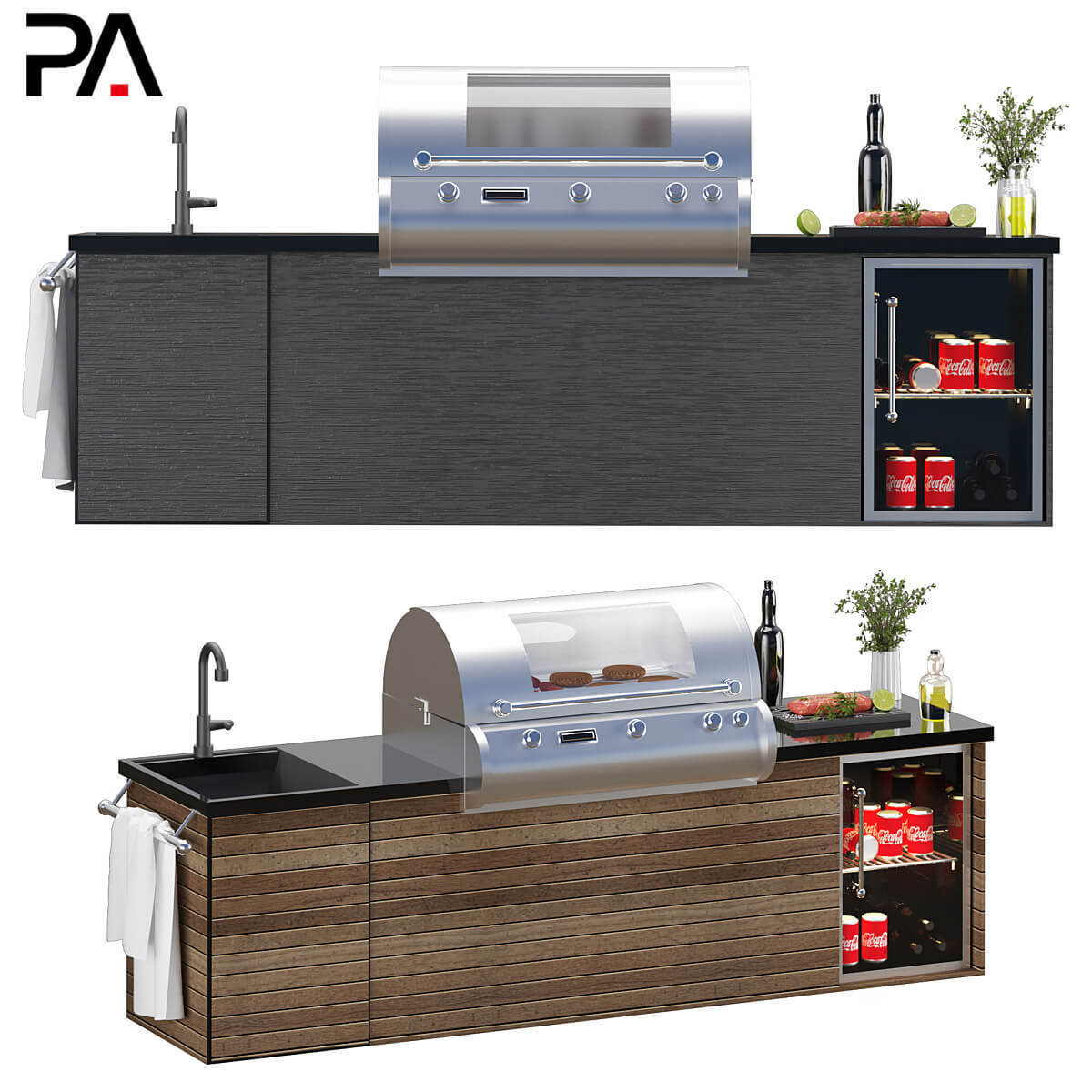 PA prefab built in outdoor garden 304 stainless steel small kitchen sink cabinet doors