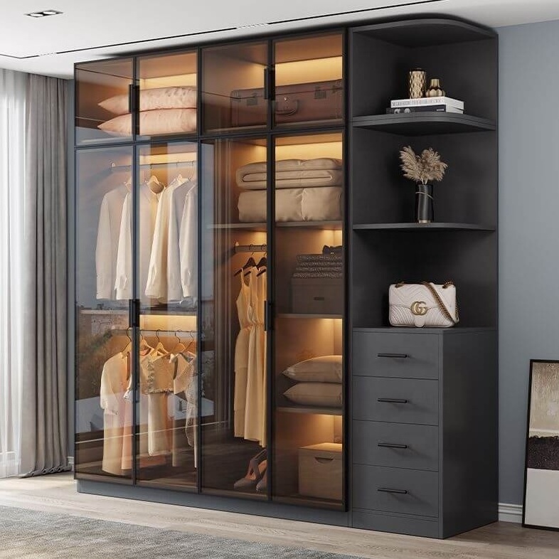 PA Modern Style Bedroom Furniture Closet Mirror Wardrobe