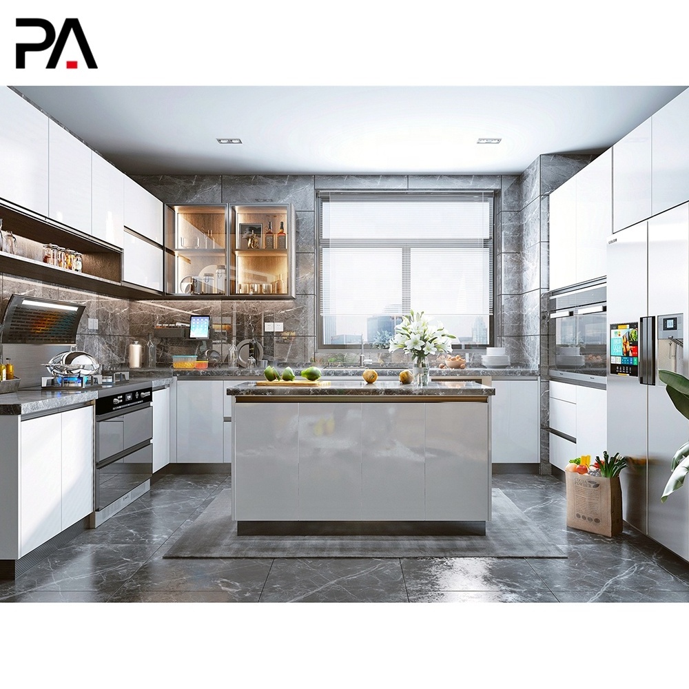 PA home modern design high gloss white rta kitchen cabinets