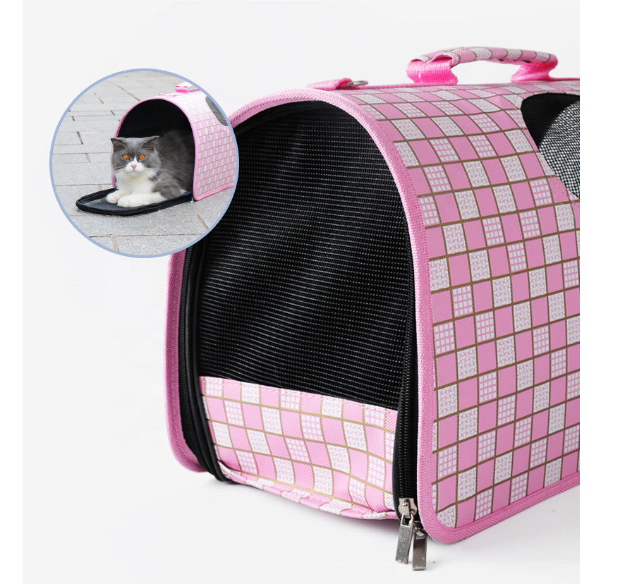 Breathable foldable portable pu leather waterproof carrying cat dog pet bag out carrier