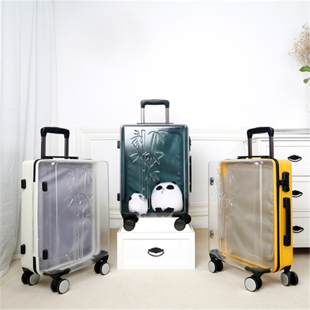 2019 Hot sale Custom Carryon Waterproof 100% PC Hard Shell suitcase Transparent luggage