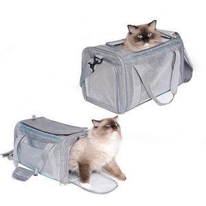 IN STOCK Custom Logo Pet Cat Carrier Bag Airline Approved Small Soft Sided  Collapsible Portable Travel Dog Carrier