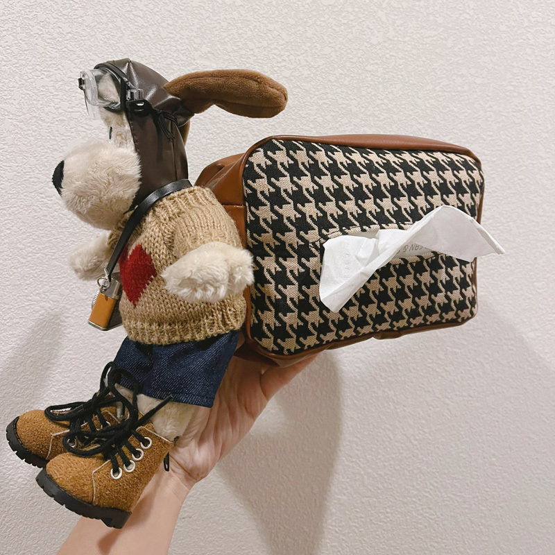 Dog Doll Cartoon Car Tissue Box Car Tissue Holder Organizer With Accessories