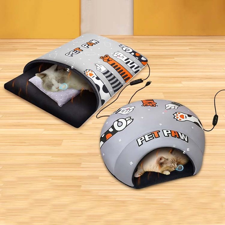 Warm Soft Dog Winter Pet Heated Mat Slippers Beds Kennel House For Cats Sleeping Bag Cave Nest Usb Electric Pet Heating Bed