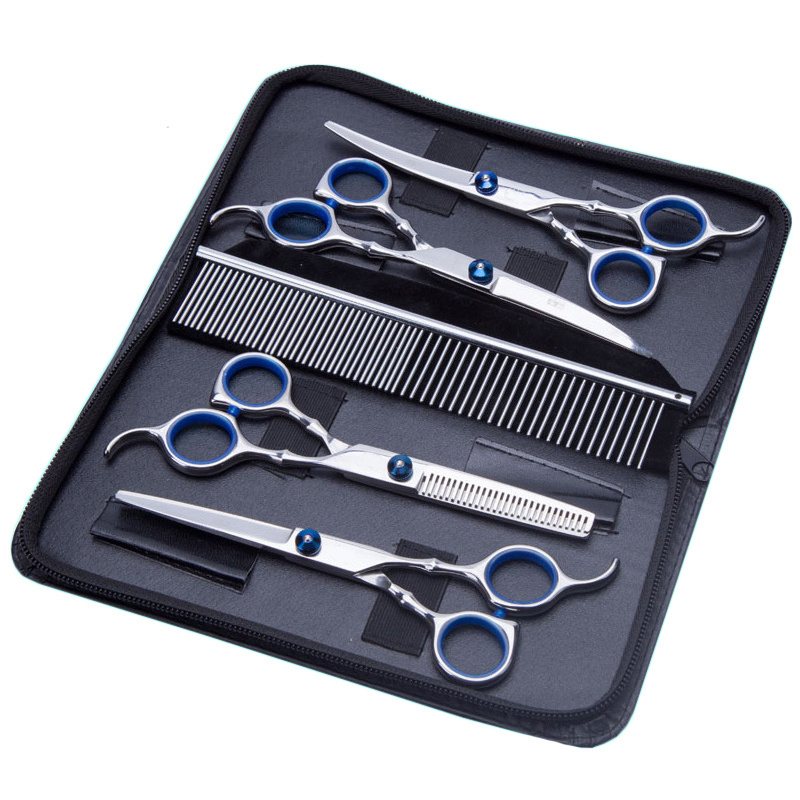 2023 Hot Sale 5 Pieces Scissors Pet Dog Grooming Scissors Set with Sharpener