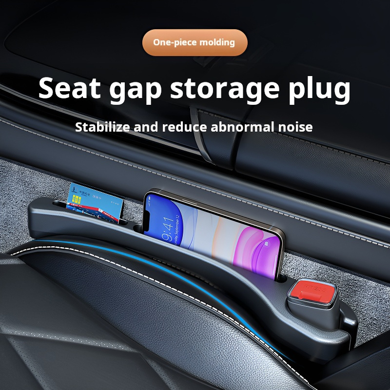 Practical 2 Pack PU Anti Drop Stuff Auto Console Side Gap Filler Plug Strip Organizer Car Seat Gap Filler with Storage