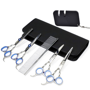 2023 Hot Sale 5 Pieces Scissors Pet Dog Grooming Scissors Set with Sharpener