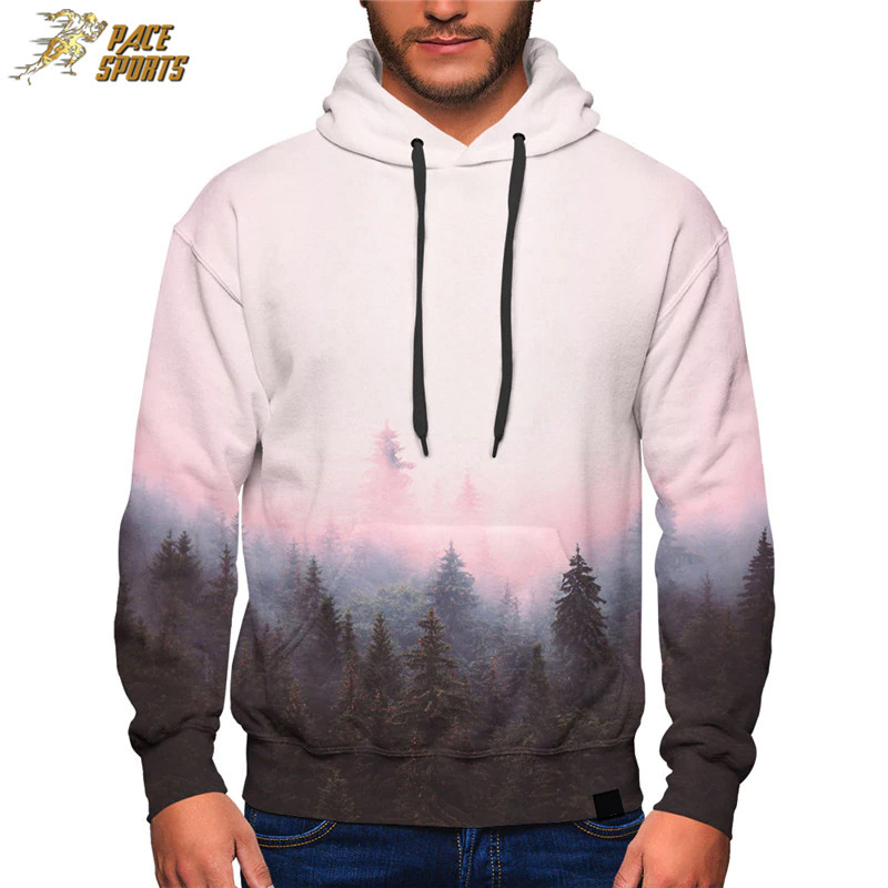 Colorful Pullover Men's Lightweight High Performance Fleece sublimation fade colors Hoodies with Pockets