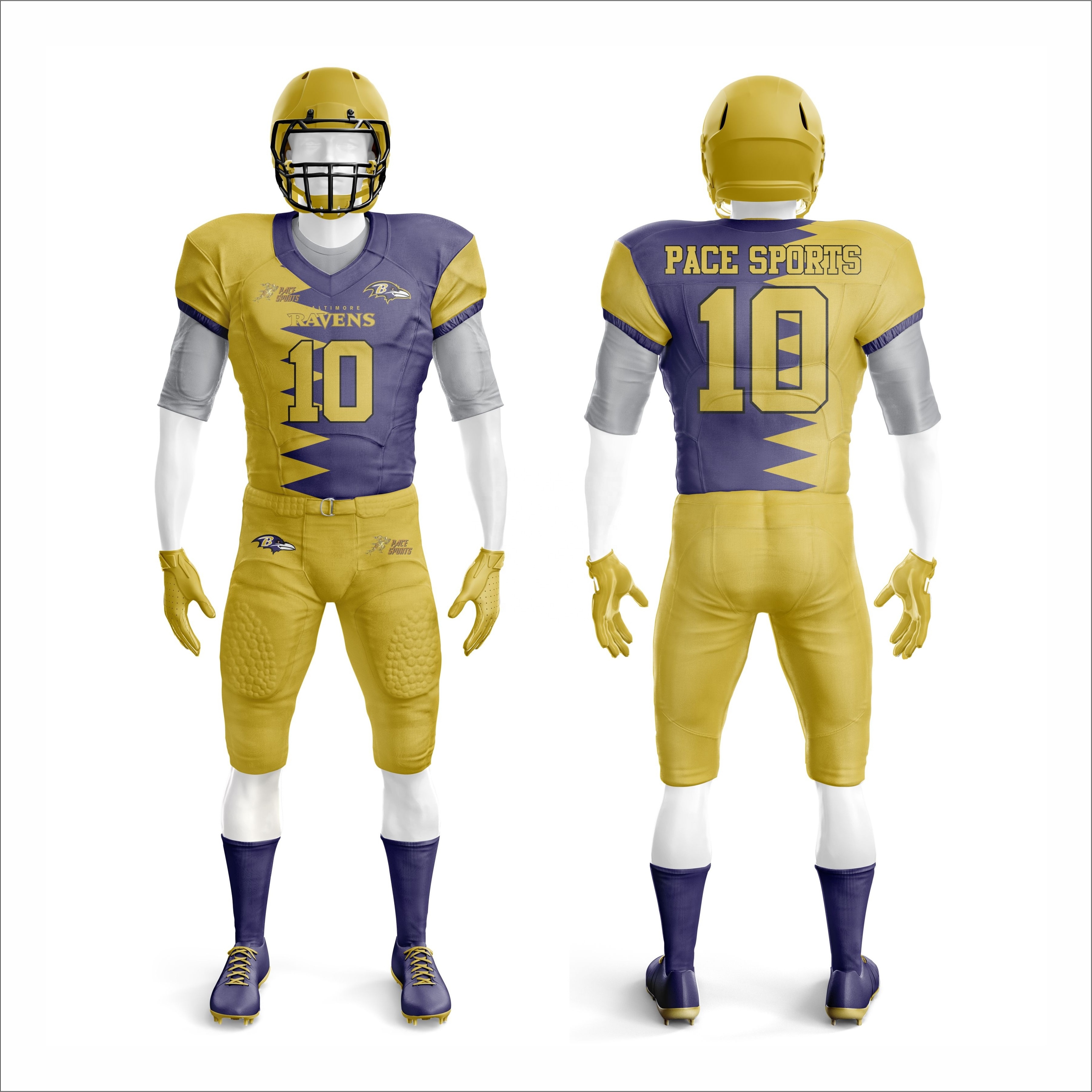 2023 MEN FULLY SUBLIMATED LOOSE FIT  SPANDEX MADE AMERICAN FOOTBALL YELLOW COLOR UNIFORMS